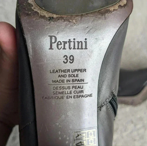 PERTINI Grey leather heel boots size 39= 8.5 US Made in Spain - Picture 9 of 14